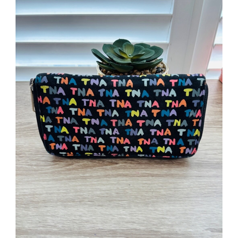 TNA Zip Around Wallet With Credit Card Slots & Change One Size Black Multi-Color